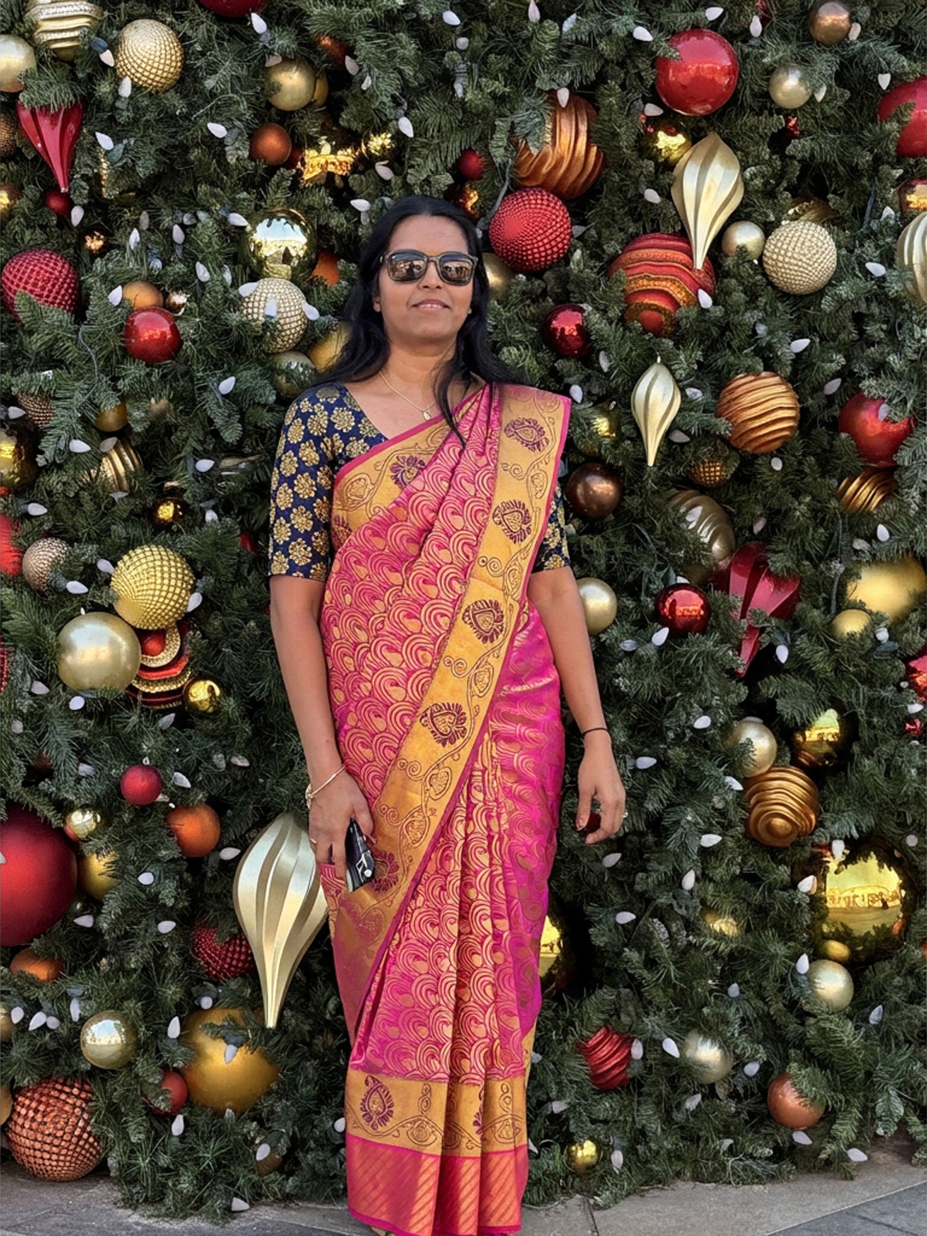 Virtual Try-On showing AI-generated saree preview on a person